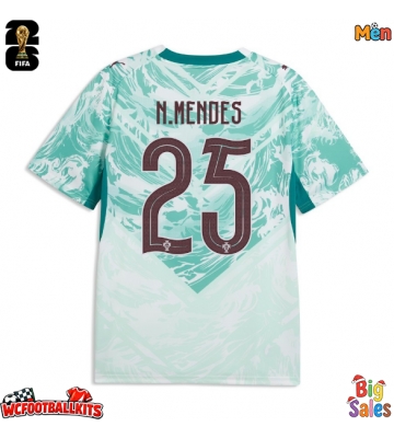 Portugal Nuno Mendes #25 Replica Away Stadium Shirt World Cup 2026 Short Sleeve